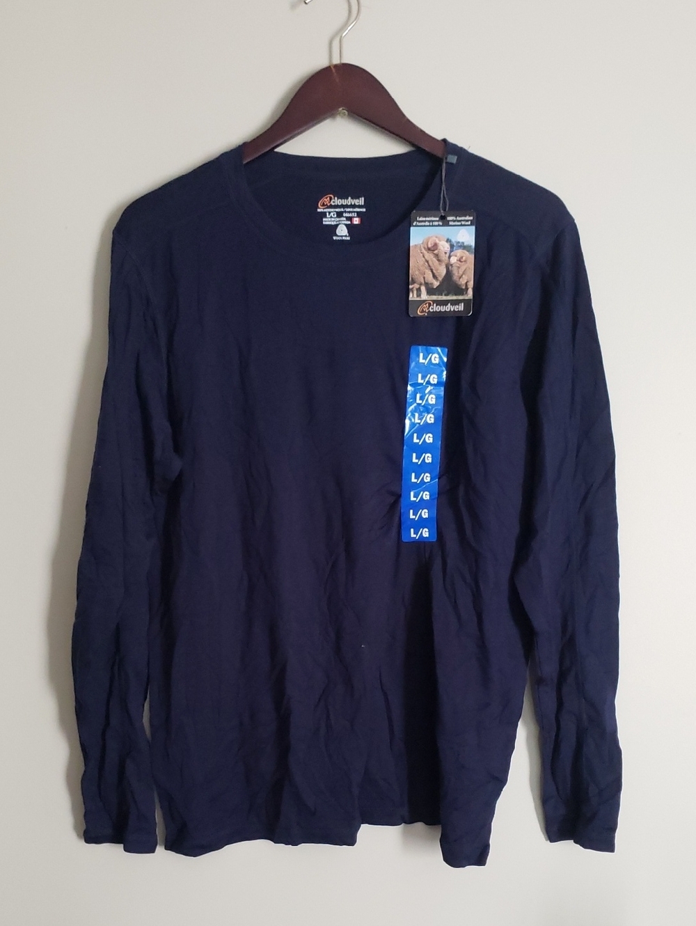 Merino Men's Long Sleeve Crew Neck Shirt - Navy